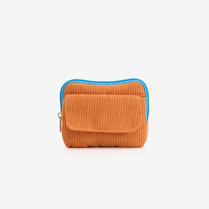 Durable Light Weight <b>Foldable</b> Portable Vintage Fashion Trend Corduroy Pouch Zipper Closure <b>Small</b> Capacity Makeup Storage Bag - Product Image 2