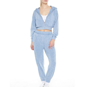 Nuevo Diseño, Sudadera Corta con Cierre Completo y Dos Bolsillos, Tejido Transpirable con Efecto Ácido, Estilo Urbano, Diseño Personalizado para Mujer - Product Image 4