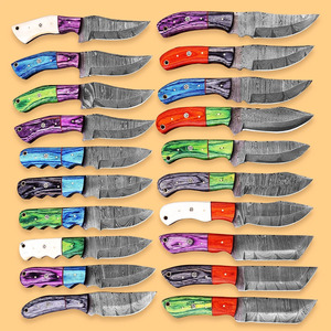 Precio de fábrica, nuevo cuchillo recto grande de supervivencia, caza táctica portátil, cuchillos de hoja fija de Damasco con Funda de cuero gratis - Product Image 3