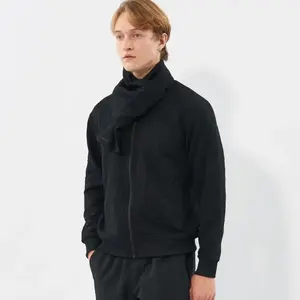 เสื้อแจ็กเก็ตบอมเบอร์ผ้าแจ็คการ์ดแบบมินิมอลลายนูนหนังกลับมีซิประบายอากาศได้สำหรับ330gsm ลำลองใช้ได้ทั้งชายและหญิง - Product Image 1