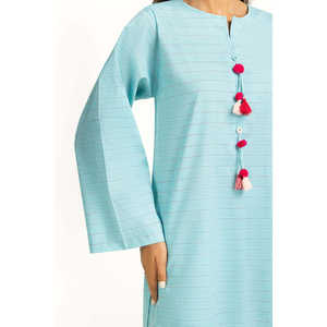 ชุดเซ็ตลำลอง IPST-44776-B ผ้าย้อมเส้นด้ายประดับตกแต่ง ชุดสองชิ้น ไซส์ XS แขนสามส่วน สำหรับฤดูใบไม้ผลิ/ฤดูร้อน - Product Image 1