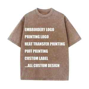 T-shirt pour homme en coton personnalisé Hip Hop Puff Print Promotionnel Vintage Col rond Streetwear - Product Image 2