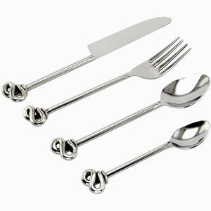 Ensemble de couverts en acier inoxydable plaqué or de 4 pièces avec poignées rouges de haute qualité et passe au lave-vaisselle pour les repas de style américain - Product Image 4
