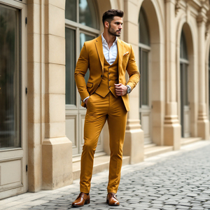 Traje de boda de 3 piezas para hombre, conjuntos de traje de oficina de negocios de Color sólido delgado para hombre de moda, chaqueta de talla grande para hombre, pantalones y chaleco - Product Image 5