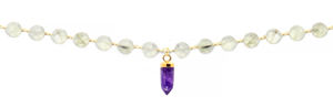 Amethyst Spike Shape <b>Gold</b> Plated 925 Silver Prehnite <b>Rosary</b> <b>Beads</b> Necklace 21" Length Jewelry Supplies February Birthstone - Product Image 3