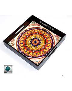 Meilleure vente plateau de service en bois imprimé émaillé personnalisé livraison rapide plateau décoratif de table de cuisine unique plateau de service jetable - Product Image 3