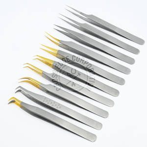 Pinzas para Extensión de Pestañas con Punta de Fibra, Más Vendidas, Mega Volumen, Punta de Diamante, Agarre de Acero Inoxidable Antideslizante - Product Image 1