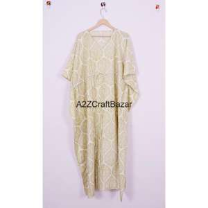 Robe vintage en coton à motifs floraux faite à la main pour femmes |   Robe d'été courte |   Vêtements décontractés écologiques faits à la main avec impression au bloc - Product Image 6