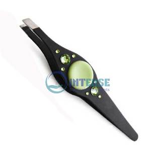 Pinzas para cejas y pestañas de Punta inclinada de acero inoxidable de 10mm de la mejor calidad - Product Image 5