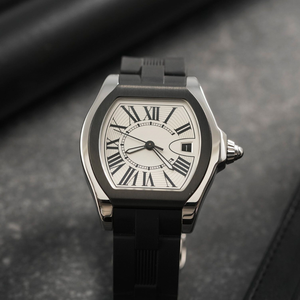 Reloj automático de lujo con forma de Tonneau para hombre, esfera con pantalla de fecha, correa de goma negra, reloj de pulsera informal de acero inoxidable para negocios - Product Image 1