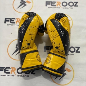 Gants de boxe Fairtex entièrement imprimés jaune/noir pour Muay Thai, sparring, entraînement de kickboxing, MMA, arts martiaux mixtes, personnalisables - Product Image 4