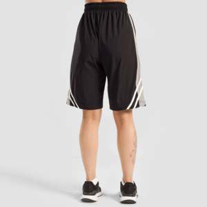 Shorts Deportivos Negros con Doble Raya y Cintura Elástica, Logos Decorativos, Tela de Poliéster - Product Image 4