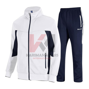 Conjunto Deportivo Clásico de 2 Piezas para Hombre, Chaqueta Deportiva Lisa y Pantalones Deportivos, Ropa Deportiva Informal con Cremallera, Parte Superior e Inferior a Juego - Product Image 1