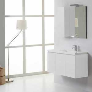 Miami 90cm Right-Sided Bathroom Cabinet with <b>Mirror</b> and White Wall Unit Includes <b>Doors</b> - Product Image 1