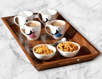 Plateau de service en bois d'acacia de haute qualité taille personnalisée élégant maison divertissant gourmet affiche Durable pour une utilisation de stockage
