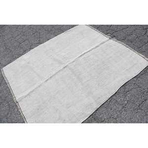 Alfombra Vintage, Alfombra Turca de 4.9x5.2 pies, Alfombra de Lana Blanca Abstracta - Product Image 2