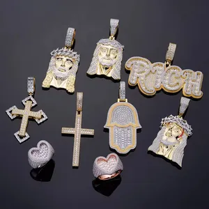 Colgante de Jesús Mini Cristianizado de Hip Hop Premium, Chapado en Oro de 18k, Completamente Adornado con Circonitas, al por Mayor y a Precio Económico - Product Image 6