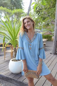 Traditional Embroidered Summer <b>Beach</b> Wear <b>Tunic</b> Bikini Cover up Bohemian Embroidery Short Dress Top Sun Dress With Crochet Lace - Product Image 6