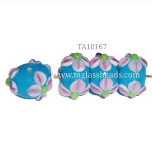 Cuentas de Vidrio Azul Hechas a Mano, Surtidas, Blancas con Puntos Naranjas, Forma Ovalada, 10 mm, Sueltas, de la Mejor Calidad, Multicolores, para Joyería de Moda y Decoración de Paredes - Product Image 2