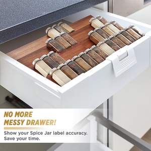 Wood Spice <b>Drawer</b> Organizer - Acacia Wooden Tray Spice Racks Organizer for Cabinet Storage <b>Shelf</b> - 4 Tier Spice Rack Organizer - Product Image 5