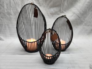 Elegante hecho a mano S/3 negro hierro Metal candelabros hogar Navidad decoraciones Mesa tamaño Metal linternas y tarros polvo - Product Image 1