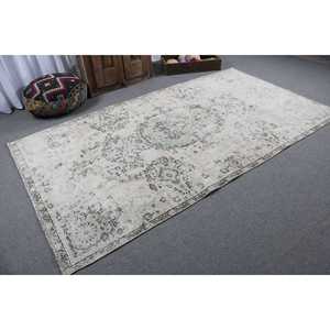 Alfombra Turca Vintage de 5.2x9.2 pies (159x279 cm), Alfombra Blanca Sólida - Product Image 2