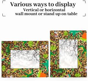 Dinosa lindo marco de fotos 4x6 para el hogar dormitorio sala de estar piel de leopardo Dinosa marco de fotos de madera para exhibición de escritorio o pared - Product Image 4