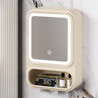 Miroir de salle de bain mural multifonctionnel moderne à LED avec étagère de rangement, idéal pour le maquillage et les soins quotidiens – Vente chaude
