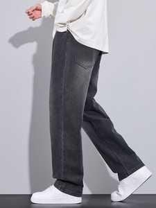 Jeans en denim doux pour hommes vêtements tendance pantalons cargo décontractés à jambes larges vêtements pantalons jeans baggy - Product Image 4