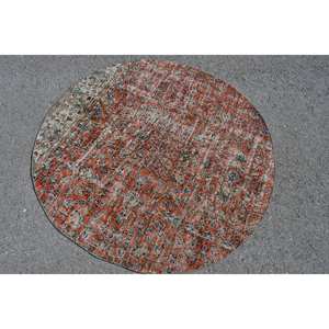 Tapis en Laine Turque Vintage Rouge Beige pour la Maison, Élégant et Confortable, Patchwork Classique de Grande Surface, 10mm, pour Couloir, 4.4ft X 4.4ft - Product Image 4