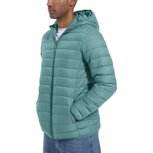 2025 <b>Men's</b> Autumn Winter Outerwear Solid Color Stand Collar Puffer <b>Jacket</b> Zipper Closure Pockets Manufactured Fabric for <b>Men</b> - Product Image 3
