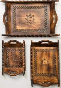 JEEP PLATEAU IMPRIMÉ EN BOIS MEILLEURE QUALITÉ SCULPTÉ Forme carrée disponible et artisanat indien meilleur échantillon Offre Spéciale - Product Image 3