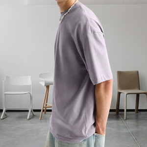 Marque De Luxe T-Shirt Hommes Haute Qualité Street Clothing Solide Hommes T-shirt Surdimensionné-Gris Cendré - Product Image 2