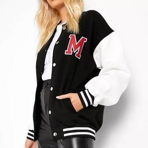 Chaqueta Varsity para mujer, Material de lana 100%, ropa de calle ligera de secado rápido, chaqueta de retazos universitarios de béisbol, logotipo personalizado - Product Image 3