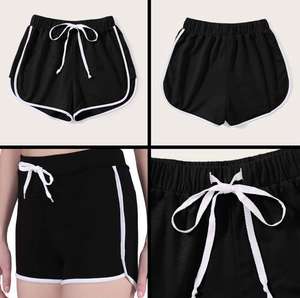 Novedad de verano para mujer, pantalones cortos de retazos estampados con cordón elástico, pantalones cortos deportivos ajustados informales de cintura alta para mujer - Product Image 1