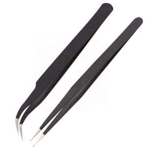 Lot de 2 pinces à épiler en acier inoxydable en forme de S et en forme de I, couleur noire, marque privée, vente en gros - Product Image 6