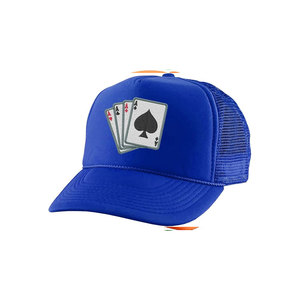 Black Mesh Trucker <b>Hat</b> 6-Panel Adjustable Unisex Casual <b>Cap</b> With Embroidered Playing Cards Design Front Panel - Product Image 6