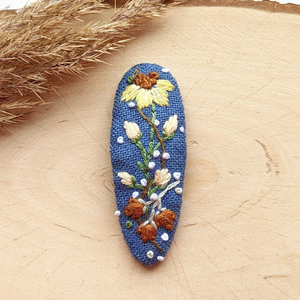 กิ๊บติดผมปักลายสำหรับเด็กผู้หญิงกิ๊บติดผมวินเทจเครื่องประดับผมแบบปักลายดอกไม้หรูหราของขวัญผลิตในเวียดนาม - Product Image 5