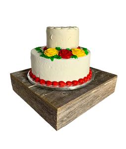 Support à gâteau en bois | 15 "x 15" | Gris patiné | Présentoir à Dessert de mariage en bois rustique | Support à Cupcake Vintage | Ferme - Product Image 4