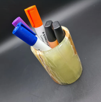 Porte-stylo en onyx, cylindre, artisanal, pierre naturelle, organisateur de bureau, support de papeterie en marbre de luxe