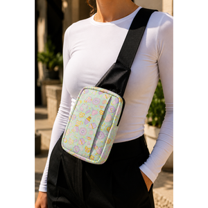 Bolso cruzado con cremallera y estampado Aqua Green Patterned Technics - Product Image 1