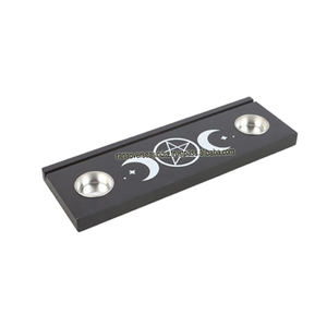 Portavelas de luz de té de madera personalizado al por mayor con logotipo de triple Luna y pentagrama para centros de mesa de boda - Product Image 5