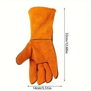 Guantes de seguridad de soldadura de cuero de vaca de alto rendimiento Guantes de trabajo de cuero de vaca, guantes protectores de soldadura de versión extendida, para conducir - Product Image 4