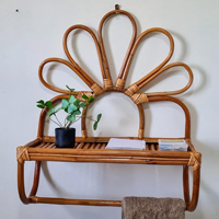 Étagère murale en rotin en forme de paon en bambou naturel fait main, multifonctionnelle, style Art Déco, pour rangement de vêtements, décoration intérieure, salon