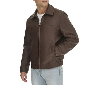 Chaqueta de cuero genuino para hombres Chaquetas de motorista hechas a medida Proveedor al por mayor Precio barato Chaqueta de invierno de cuero - Product Image 1