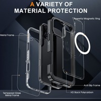 Protection intégrale 360° en verre trempé 9H de qualité supérieure, design blindé TPU+PC, chargement magnétique sans fil, antichoc double face, multi-marques