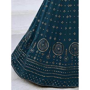 Vestido de Novia de Georgette con Lentejuelas Azul Verde Azulado - Elegante Lehenga Choli para Damas de Honor e Invitadas - Product Image 1