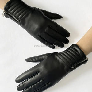 Envío rápido Guantes de cuero genuino lisos para hombres Guantes de invierno de moda con diseño de puntada elegante Guantes de conducción con forro suave - Product Image 1