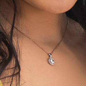 18k White Gold Plated <b>Silver</b> Halo <b>Necklace</b> | <b>Crystal</b> <b>Necklace</b> for Women, Gift for Her - Product Image 1