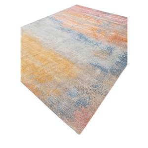 Alfombra Kavi Azul de Lana y Seda de Bambú Anudada a Mano, Colección Afterglow, Patrón Abstracto para Uso Doméstico, Modelo Eskm-04 - Product Image 2